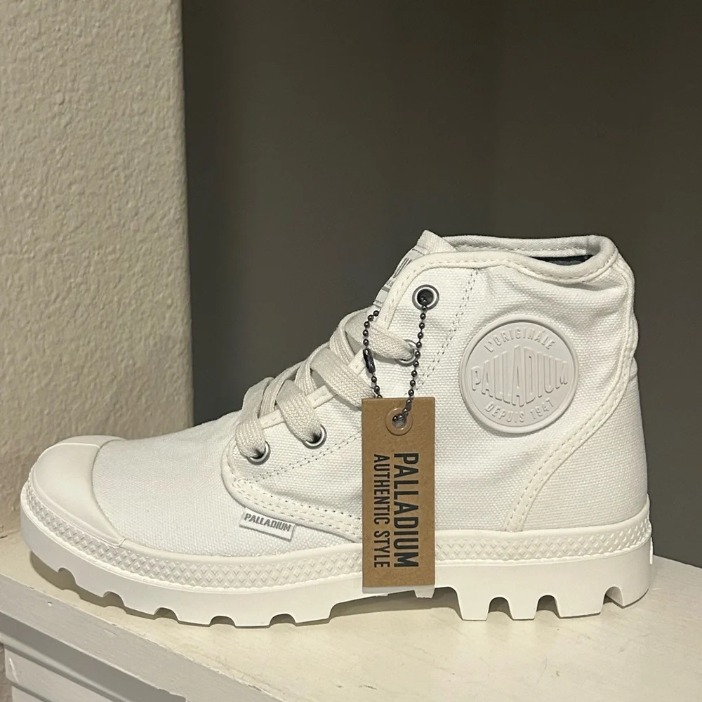 Palladium Pampa Hi Women Boots Canvas Star White 92352116M Sz 6.5 FAST SHIPPING - Picture 4 of 10